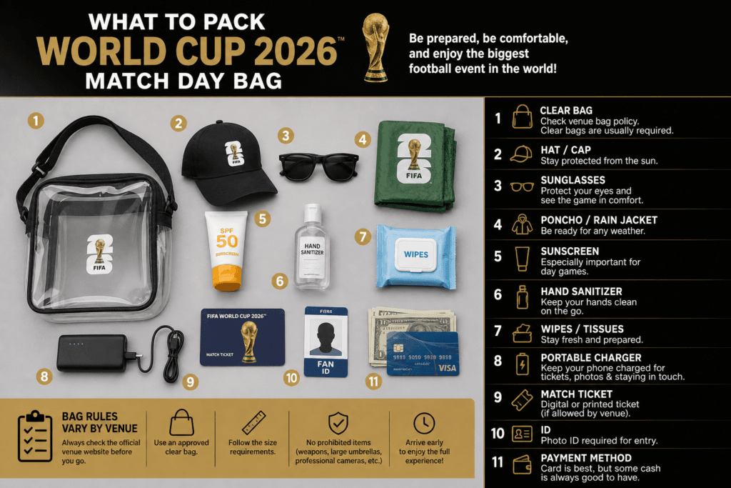 What to pack for World Cup 2026 match day bag guide